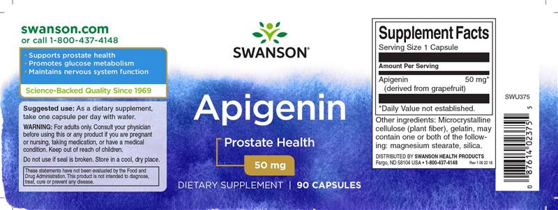 Apigenin (Flavonoid) Prostata 50 miligrame 90 capsule Swanson