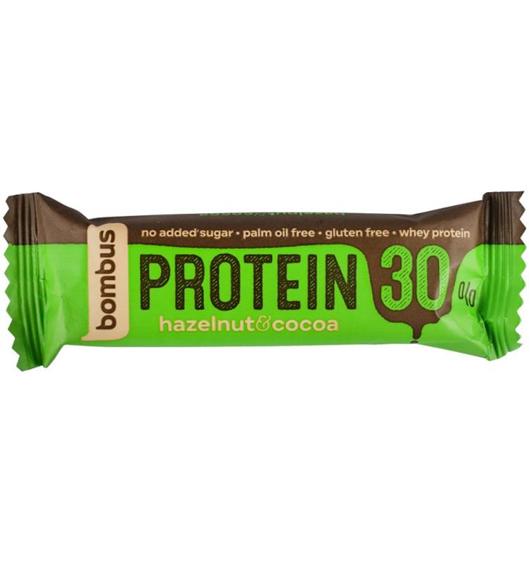 Baton Proteic cu Alune si Cacao 30% Proteine 50 grame Bombus