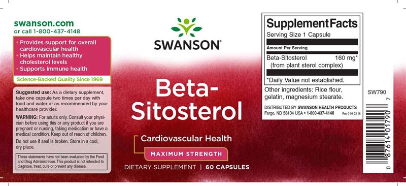 Beta Sitosterol 160 miligrame 60 capsule Swanson
