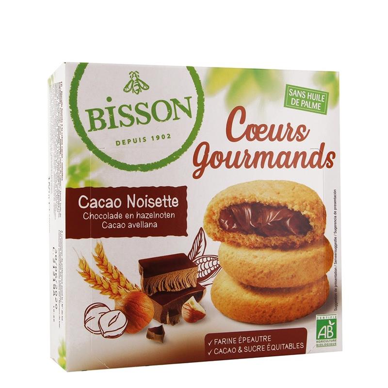 Biscuiti Gourmet cu Crema de Cacao si Alune Bio 180gr Bisson
