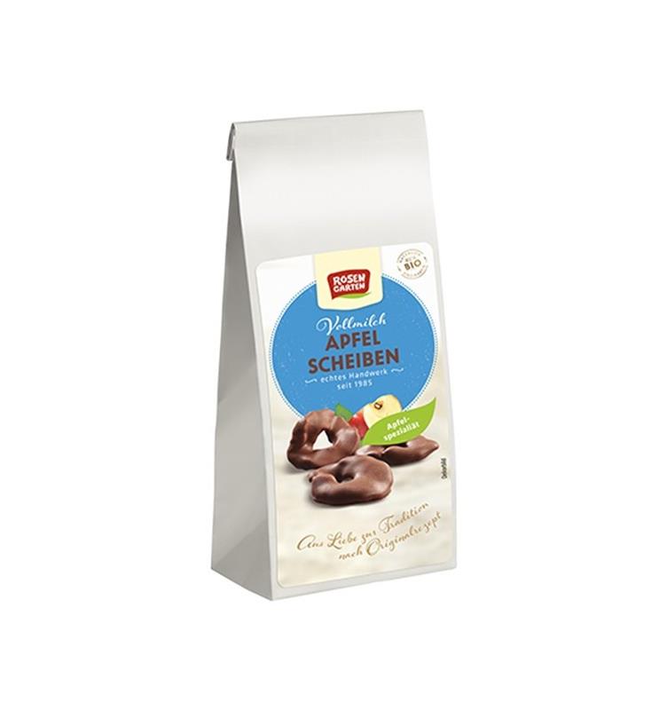 Bucati de Mere Glazurate in Ciocolata cu Lapte Bio 70 grame Rosen Garden