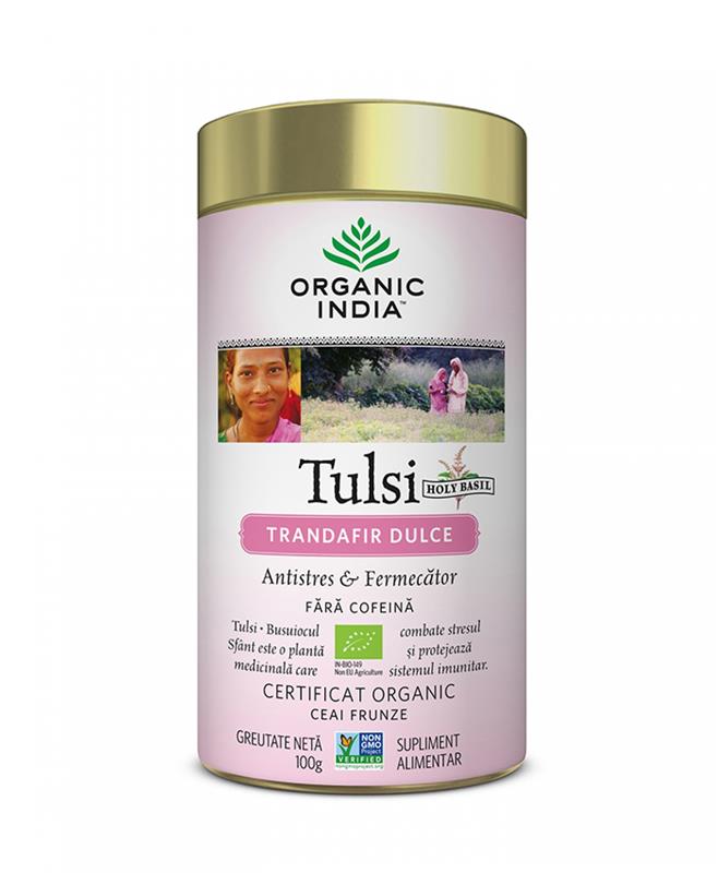 Ceai Antistres cu Tulsi si Trandafir Dulce Bio 100gr Organic India