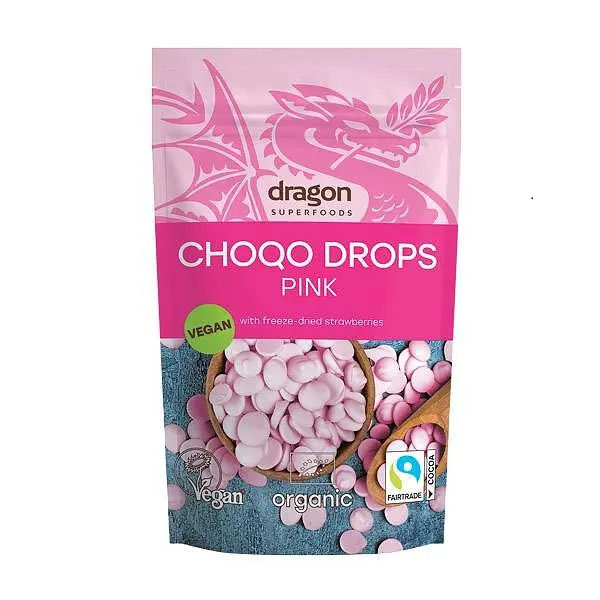 Ciocolata Choco Drops Roz Bio 200 grame Dragon Superfoods