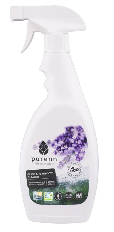 Detergent Lichid pentru Geamuri cu Lavanda si Afine Bio 500ml Purenn