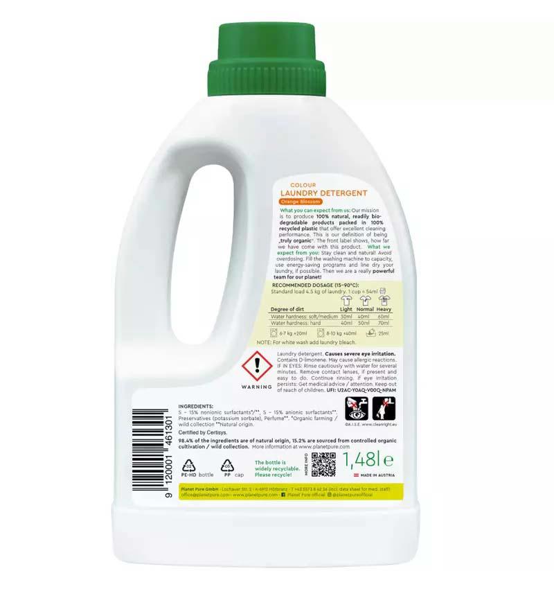 Detergent pentru Rufe Colorate Flori de Portocal Eco 1.48 litri Planet Pure
