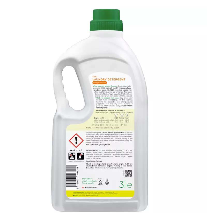 Detergent pentru Rufe Colorate Flori de Portocal  Eco 3 litri Planet Pure