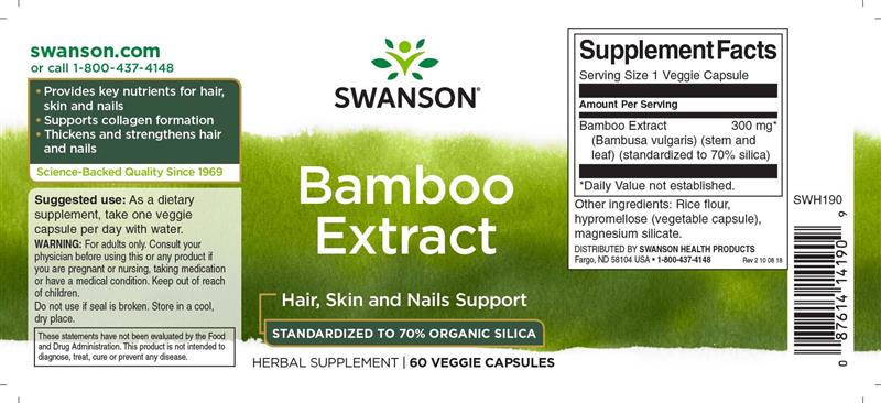 Extract Bamboo Bambus 300 miligrame 60 capsule Swanson