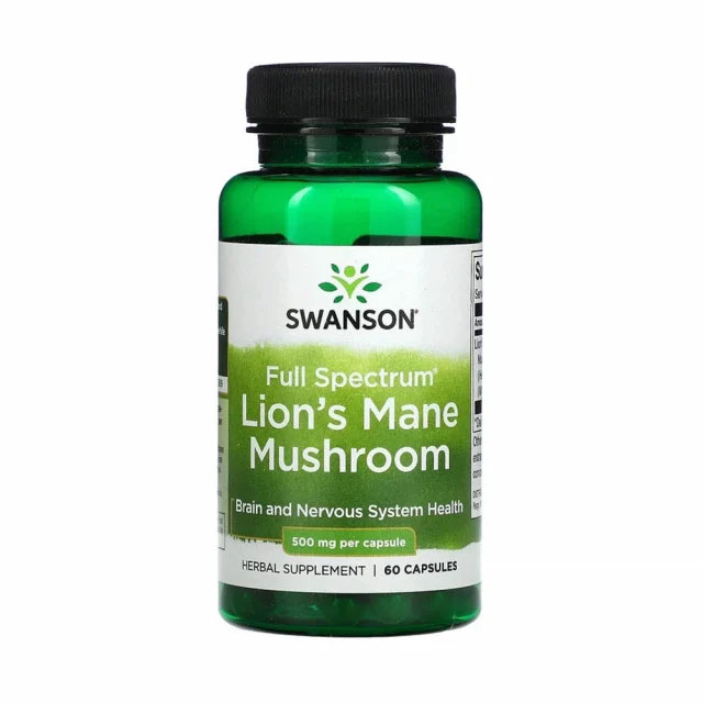 Full Spectrum Lion's Mane Mushroom (Ciuperca Coama Leului) 500 miligrame 60 capsule Swanson