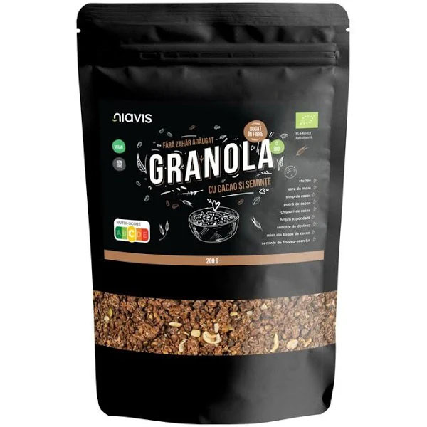 Granola cu Cacao si Seminte Bio 200 grame Niavis