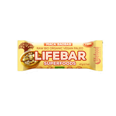 Lifebar Baton cu Fructe Maca si Baobab Raw Bio Lifefood 47gr
