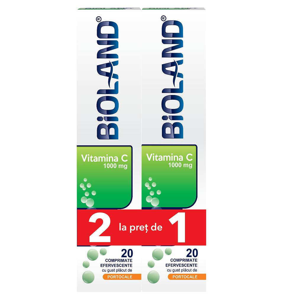 Pachet Bioland Vitamina C 1000 miligrame 40 comprimate efervescente, Biofarm