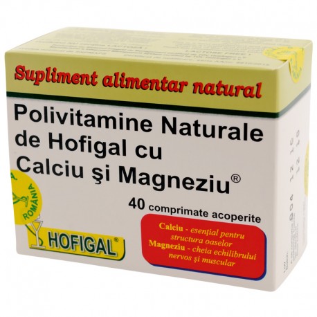Polivitamine Naturale cu Ca si Mg Hofigal 40cpr