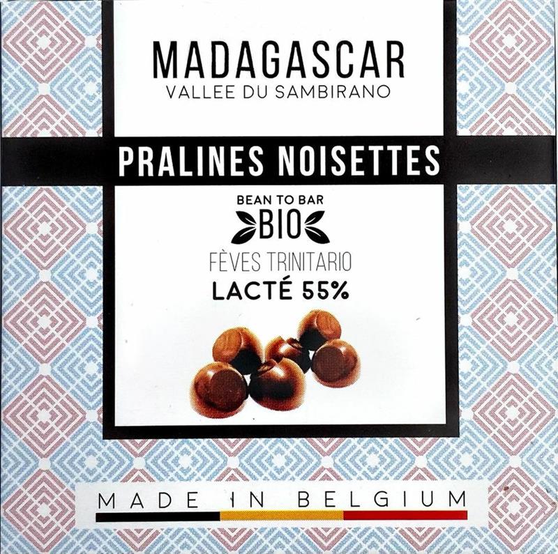 Praline Belgiene Artizanale cu Alune de Padure Madagascar Bio 75 grame Millesime Chocolat