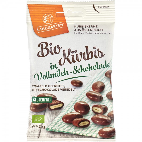 Seminte de Dovleac Invelite in Ciocolata cu Lapte Bio 50gr Landgarten