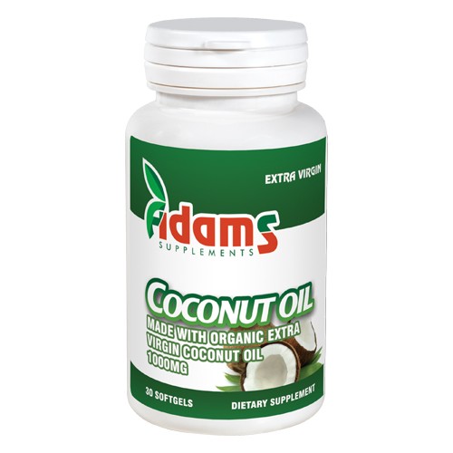 Supliment Alimentar Coconut Oil 1000 miligrame 30 capsule Adams