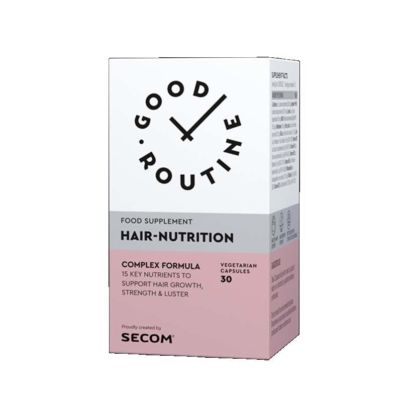 Supliment pentru Sustinerea Cresterii Rezistentei Hidratarii si Elasticitatii Parului Hair Nutrition Good Routine 30 capsule vegetale Secom