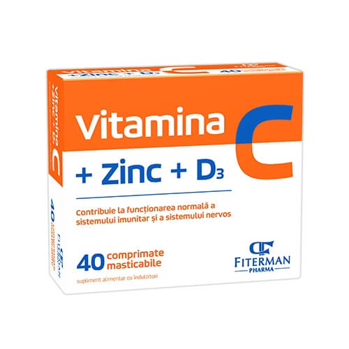 Vitamina C + Zn + D3 40 capsule masticabile Fiterman