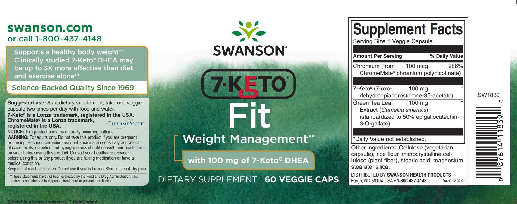 7-Keto DHEA Metabolite 100 miligrame Arzator de Grasimi si Slabit Complex Termogenic Patentat 60 capsule Swanson