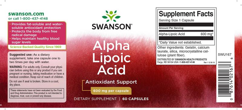 Acid Alfa Lipoic Forte 600mg Swanson 60cps