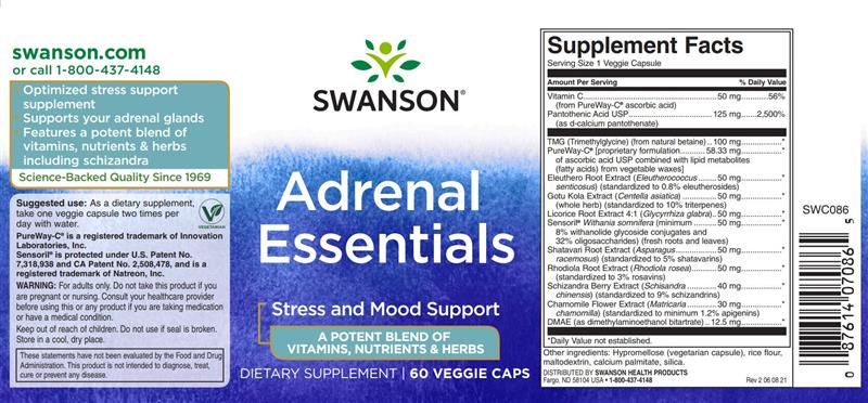 Adrenal Essentials Complex 60 capsule Swanson