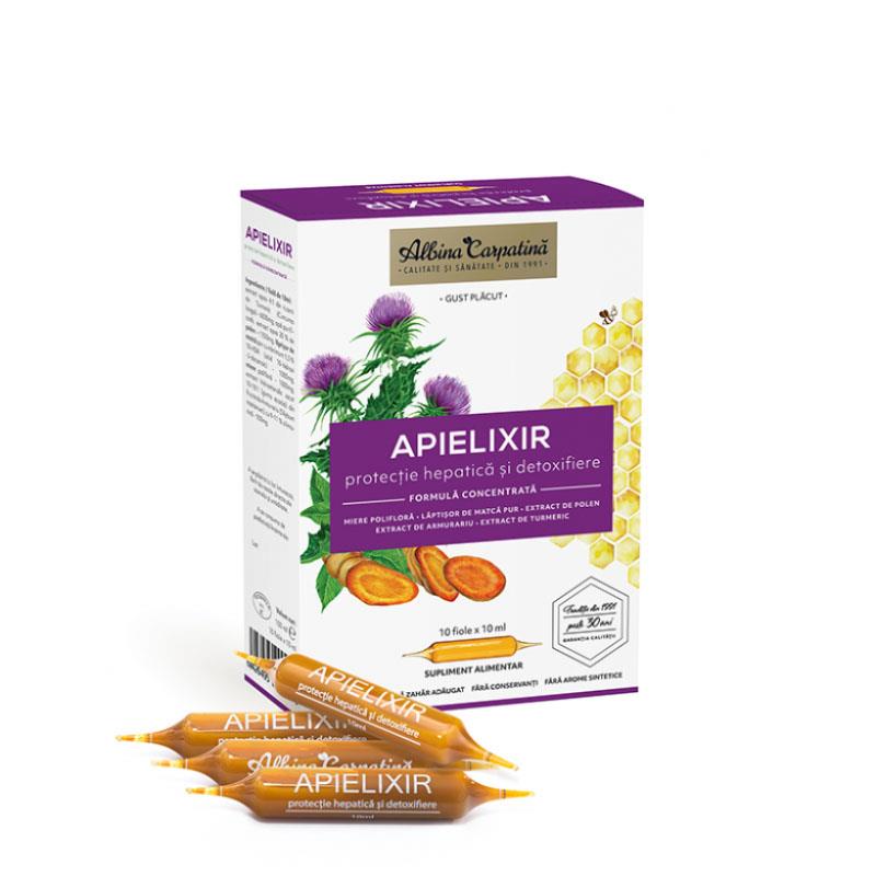 Apielixir Protectie Hepatica si Detoxifiere 10 fiole x 10 mililitri Apicola Pastoral Georgescu