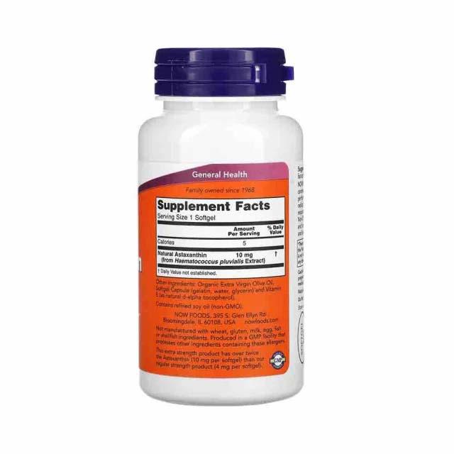 Astaxanthin (Antioxidant) 10 miligrame 60 capsule Now Foods