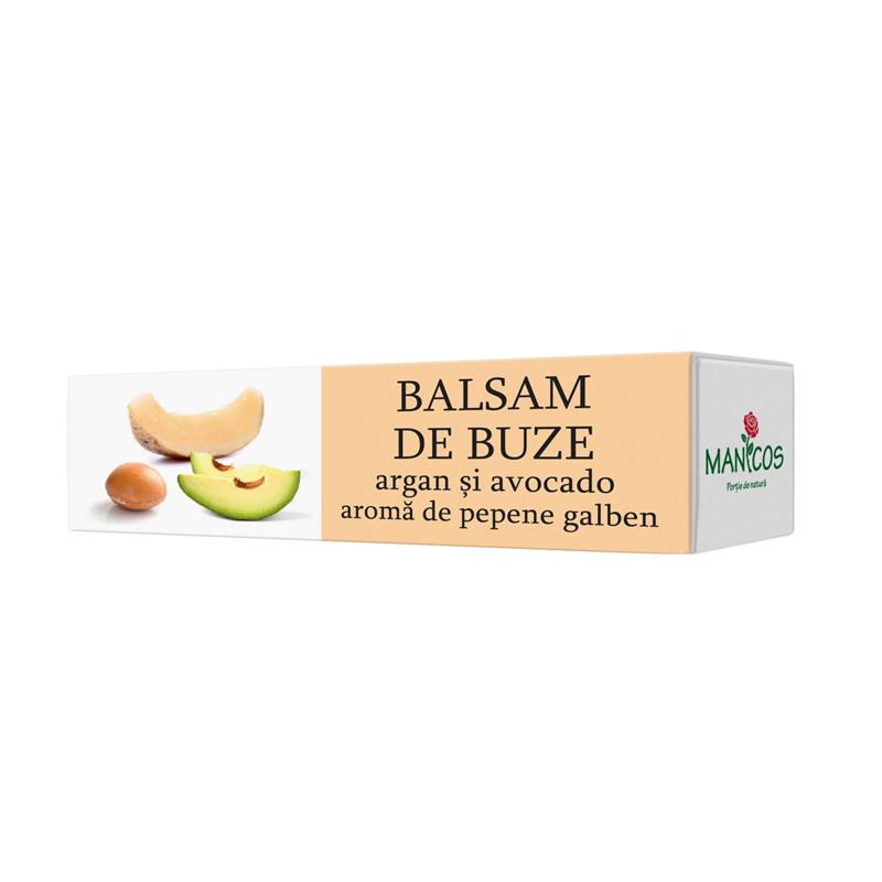 Balsam de Buze cu Argan, Avocado si Aroma de Pepene Galben 4.8 grame Manicos