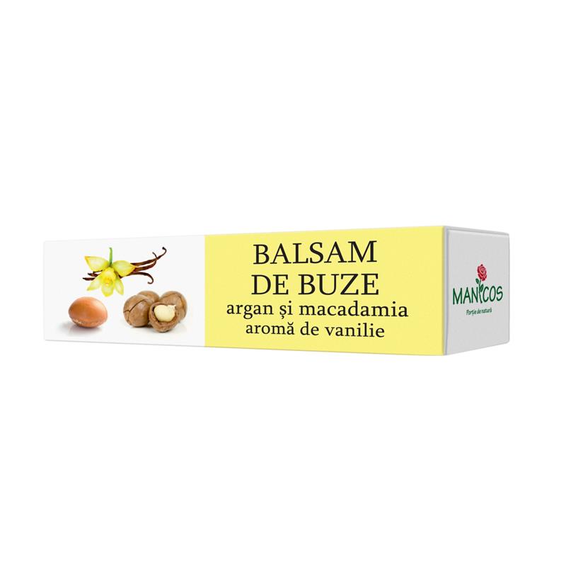 Balsam de Buze cu Argan, Macadamia si Aroma de Vanilie 4.8 grame Manicos