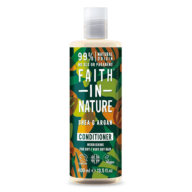 Balsam Natural Hranitor cu Unt de Shea si Ulei de Argan pentru Par Uscat 400 mililitri Faith In Nature