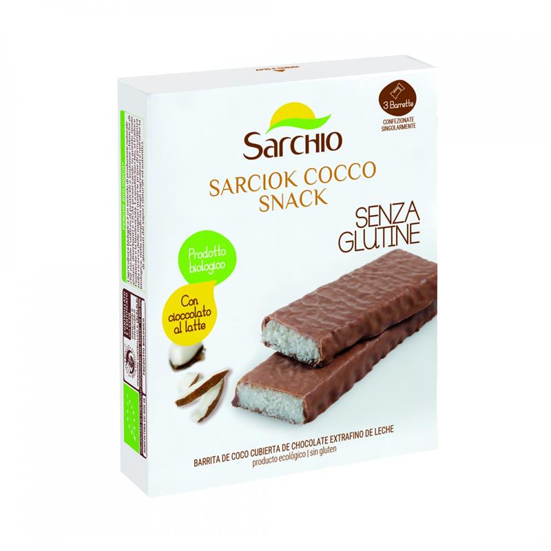 Batoane de Cocos Fara Gluten Invelite in Ciocolata Bio Sarciok Cocco 3x30 grame Sarchio