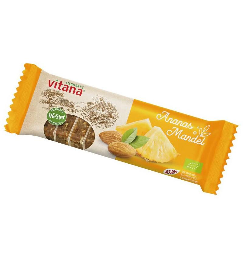 Baton cu Ananas si Migdale Bio 60 grame Vitana