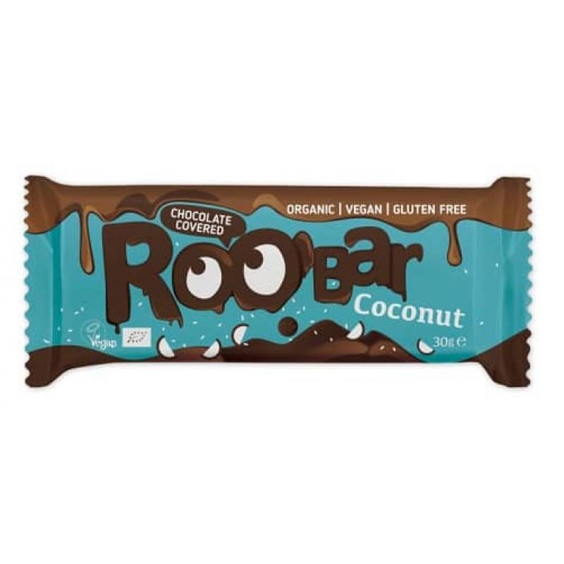 Baton cu Cocos Invelit in Ciocolata Fara Gluten Bio 30 grame Roobar