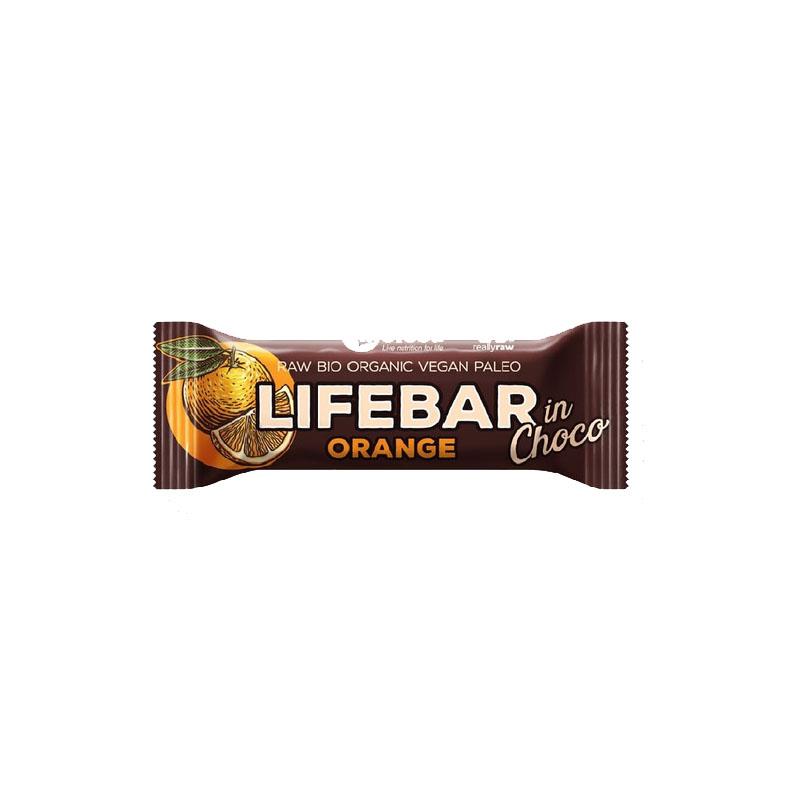 Baton cu Portocale in Ciocolata Raw Bio Lifebar 40 grame Lifefood