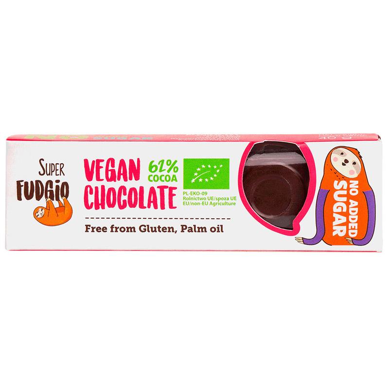 Baton de Ciocolata Vegana Fara Zahar Adaugat Bio 40 grame Super Fudgio