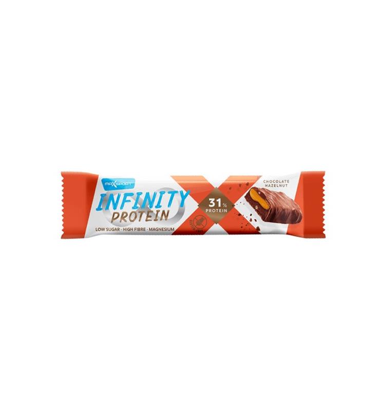 Baton Proteic cu Ciocolata si Alune de Padure Infinity Protein 55 grame Max Sport
