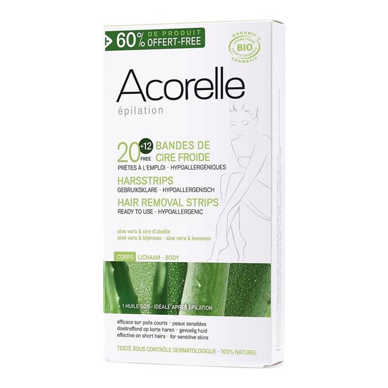 Benzi Depilatoare cu Ceara Rece - Corp Acorelle 16x2buc 