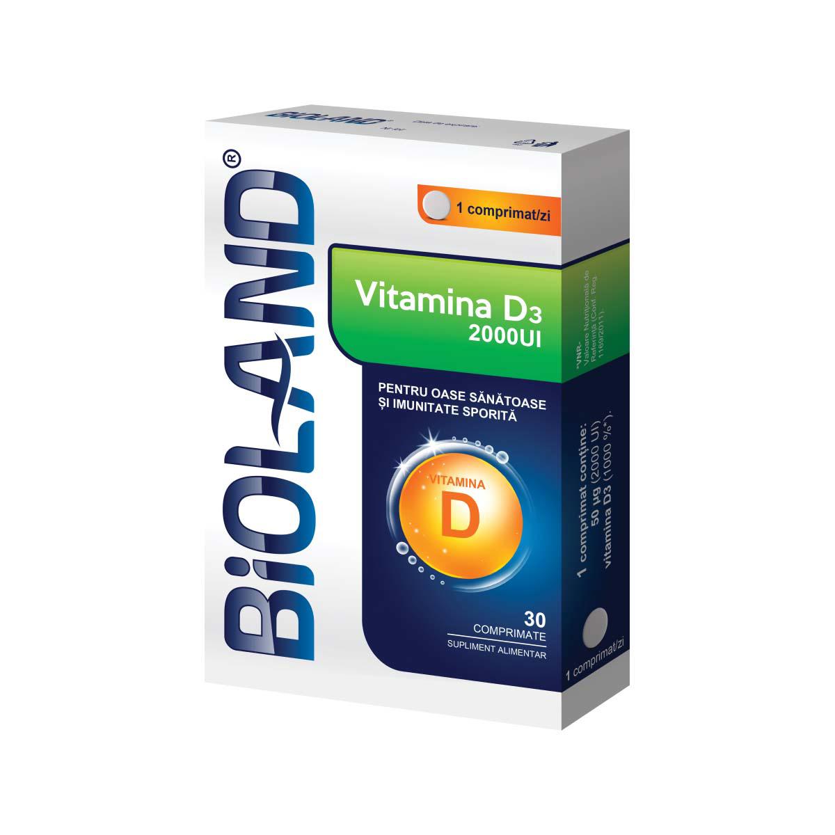 Bioland Vitamina D3 2000UI 30 comprimate Biofarm