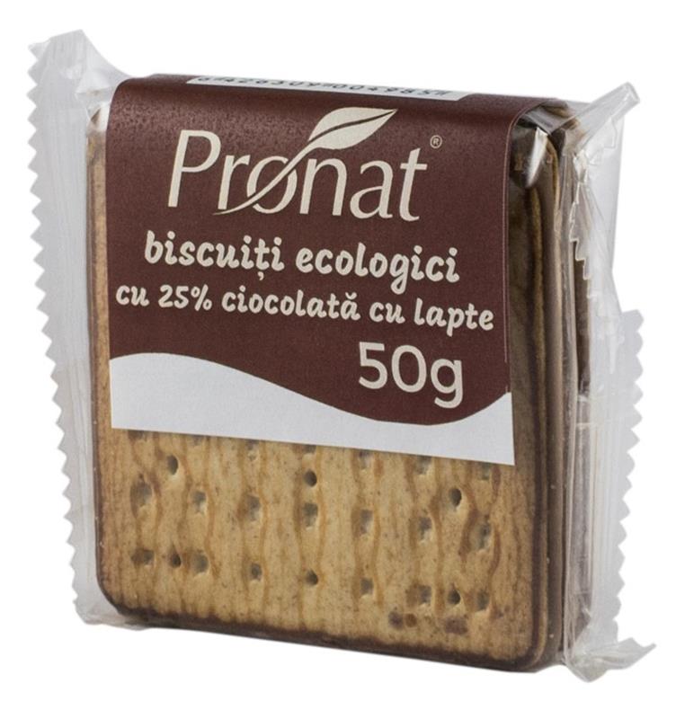 Biscuiti Bio cu 25% Ciocolata cu Lapte Pronat 50gr