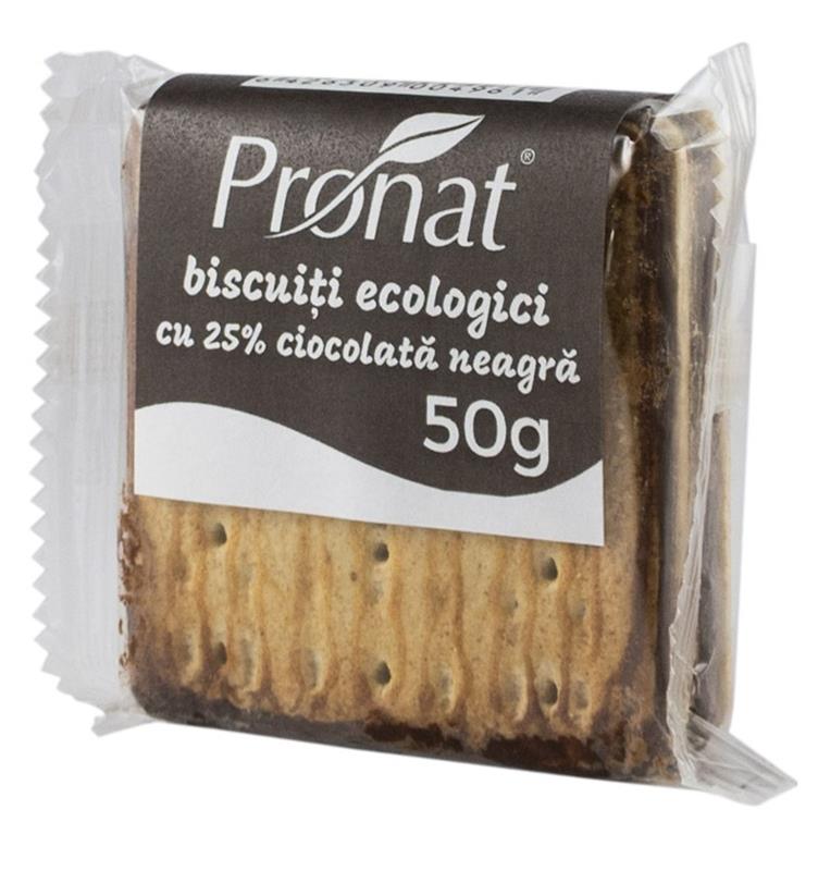 Biscuiti Bio cu 25% Ciocolata Neagra Pronat 50gr