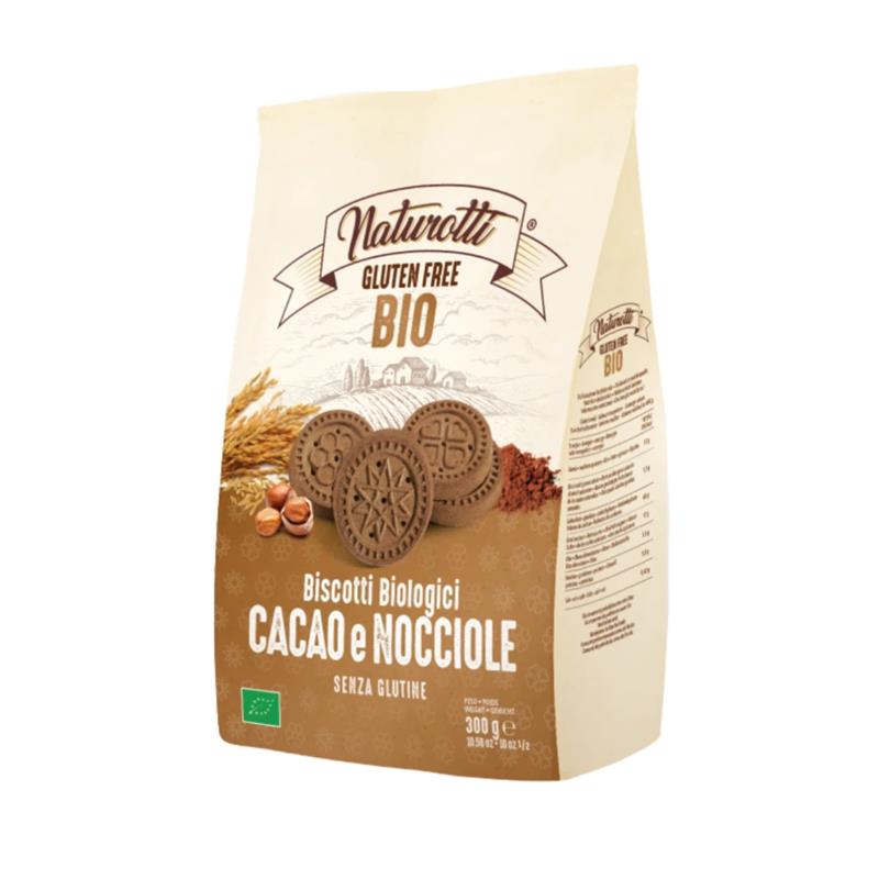 Biscuiti cu Cacao si Alune de Padure Fara Gluten Bio 300 grame Naturotti