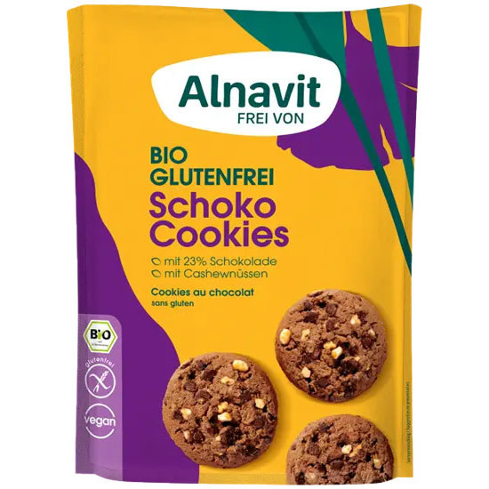 Biscuiti cu Ciocolata Fara Gluten Bio 125 grame Alnavit