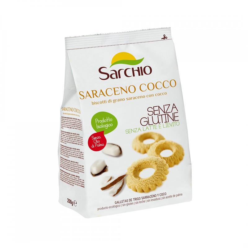 Biscuiti cu Hrisca si Cocos Fara Gluten Bio 200 grame Sarchio