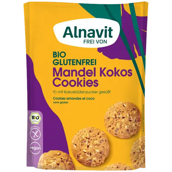 Biscuiti cu Migdale si Cocos Fara Gluten Bio 125 grame Alnavit