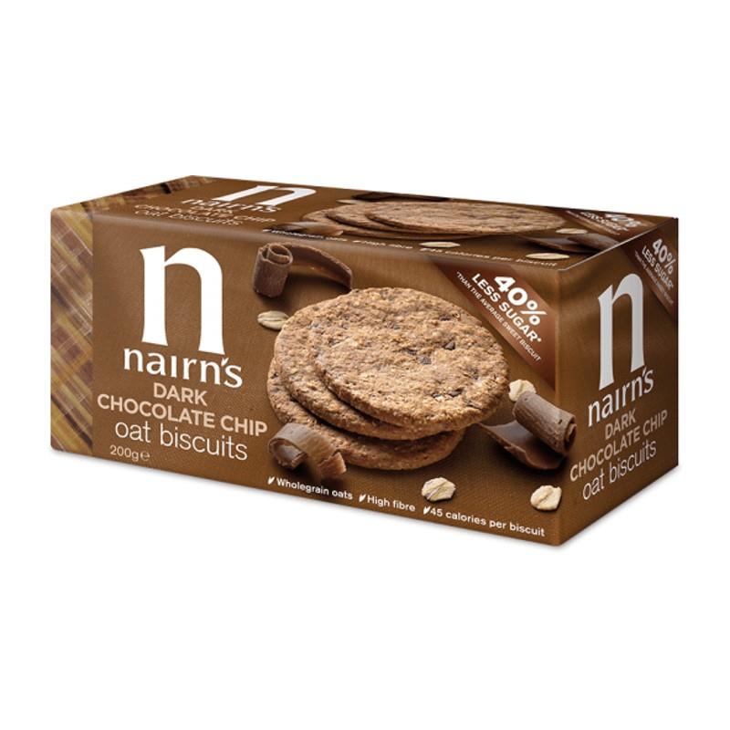 Biscuiti din Ovaz Integral cu Ciocolata Amaruie 200 grame Nairn's