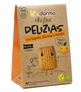 Biscuiti din Spelta cu Portocale si Vanilie Indulciti cu Agave Bio 45gr Bio Darma