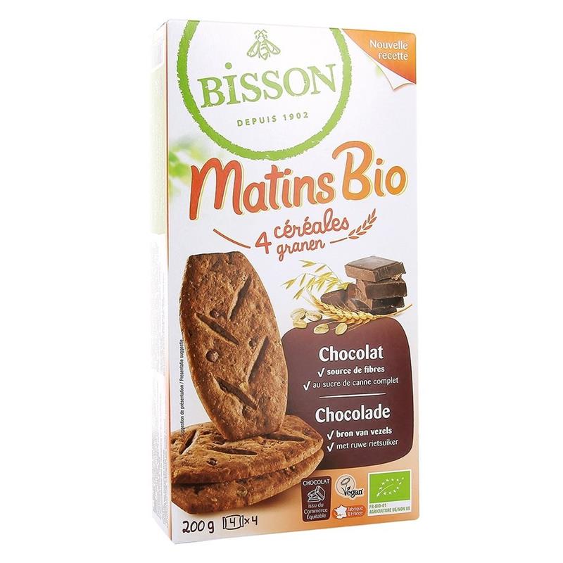 Biscuiti Mic Dejun cu Cereale si Ciocolata Bio 200gr Bisson