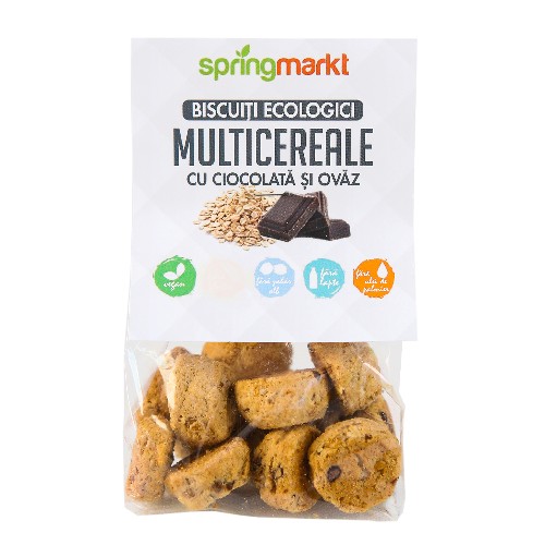Biscuiti Multicereale cu Ciocolata si Ovaz Bio 100 grame Springmarkt