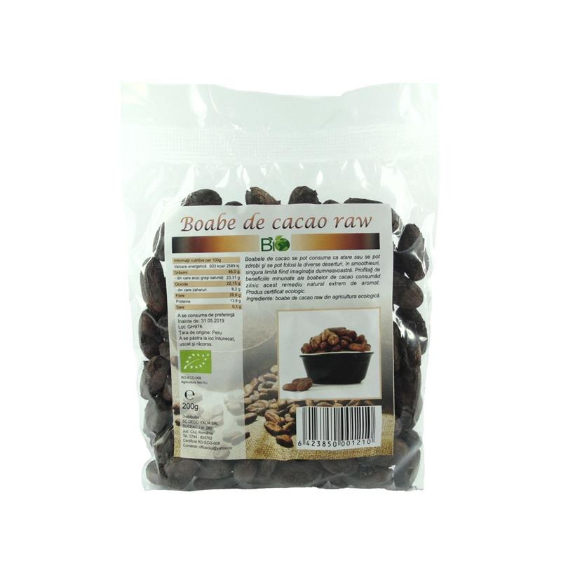 Boabe de Cacao Crude Raw Bio 200 grame Deco Italia