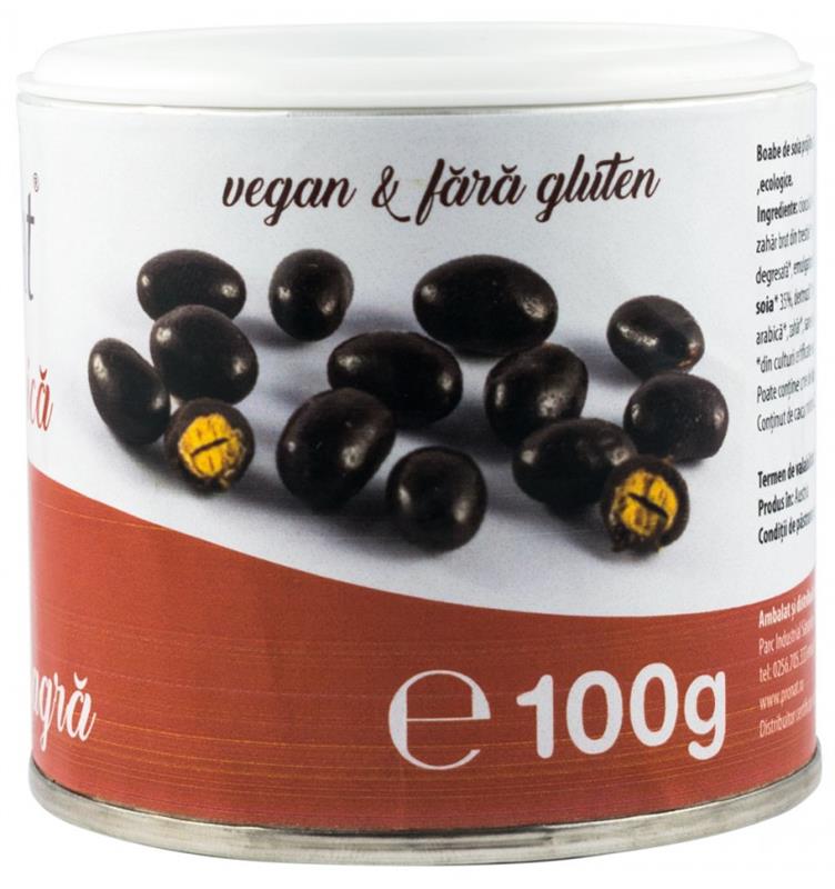 Boabe de Soia Prajite Invelite in Ciocolata Neagra Bio 100gr Pronat