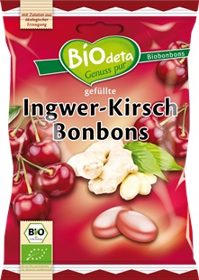 Bomboane Bio cu Ghimbir si Cirese Biodeta 75gr